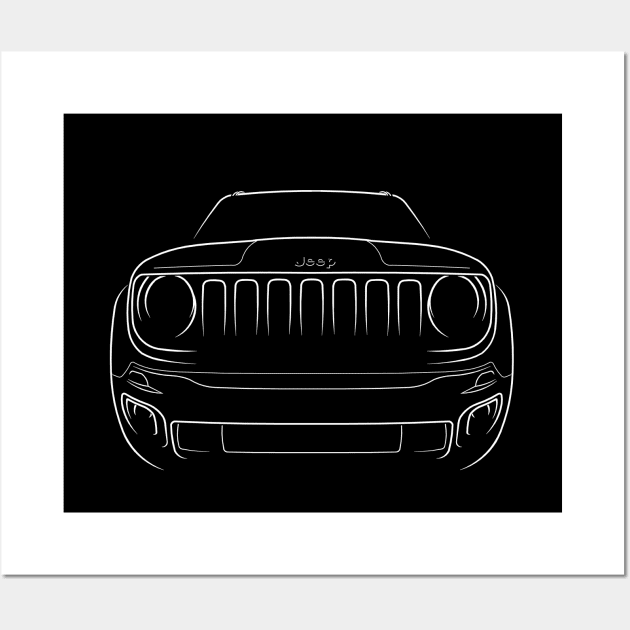 Jeep Renegade - front stencil, white Wall Art by mal_photography